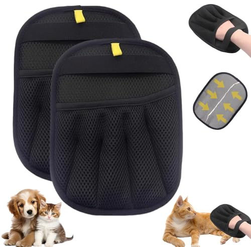 SahCognitual 2 Pezzi Guanti per Animali Domestici, Double Sided Guanto Rimuovi Peli Animali, Magnetico Pet Hair Remover Glove per Vestiti, Divani, Tappeti, Sedili Auto – Riutilizzabile e Lavabile