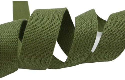 ATEUXOL Sangle en coton Sangle en coton vert, 10 mètres, 15-50mm, 2mm d'épaisseur, ruban en toile for sac à dos, sangle de ceinture de sécurité, accessoire de liaison de biais(15mm)