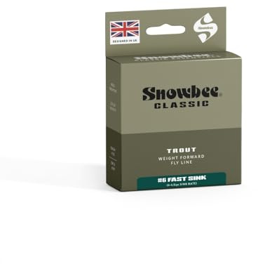 Snowbee Classic Fast‑Sink Fly Line, Dark Green, Fast Sink Rate 4‑4.5 ips, WF7, Short Head Taper for Stillwater & Loch Fishing