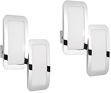 2er Set 2-flammige LED Wandleuchte SAGA, Chromfarbig & Weiß, 3-Stufen-Touchschalter