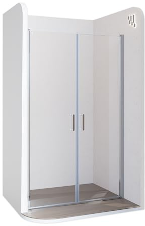 Moments of Glass Stella Duschtür 79x190 cm - Nischentür aus 6 mm ESG Sicherheitsglas mit Nanobeschichtung, Verstellbereich 79–82 cm, transparente Duschabtrennung für Badezimmer
