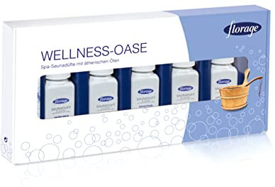 Florage Lot de 5 flacons de 100 ml d'huile parfumée concentrée pour sauna - Eucalyptus, menthe, pin de montagne, citron/orange, sauna doré - Convient également pour les bains aux herbes, les bols