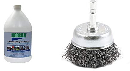Corroseal Water-Based Rust Converter Metal Primer, Rust Converter - 1 Gallon and Forney 72729 Wire Cup Brush, Coarse Crimped with 1/4-Inch Hex Shank, 2-Inch-by-.012-Inch