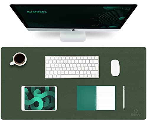 K KNODEL Large Office Desk Mat, Leather Mouse Pad (31.5x15.7, Dark Green)