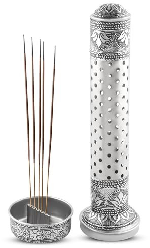 KSJONE Steel Incense Holders for Sticks, Incense Stick Holder with Ash Catcher, Meenakari Work, Incense Burner Holder, Home Decor, Yoga, Spa