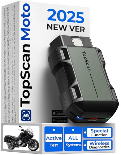 TOPDON TopScan Motocycle OBD2 Scanner for Harley/Ducati/BMW/Yamaha/Suzuki | Also for Honda/Kawasaki, Full System Diagnosis, Moto Reset Function, 1-Year free update, Diagnostic Cable not included
