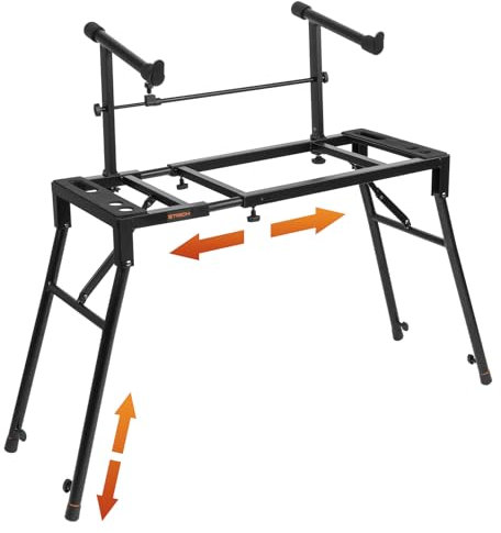 STRICH Doppelständer für E-Pianos – Höhenverstellbarer und tragbarer Keyboardständer mit 2 Ebenen – Für 54/61/88 Tasten Keyboards, Synthesizer & Digitalpianos geeignet