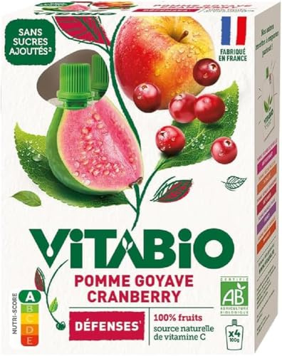 VITABIO - Gourdes Pomme Goyave Cranberry - DEFENSES - 4x100g - BIO