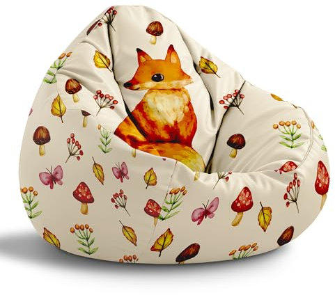 DreamRoots Sitzsack Kinder mit füllung - Sitzkissen Kinder Boden - Kinderzimmer Möbel - Sitzsäcke fürs kinderzimmer - Bean Bag M Little Fox
