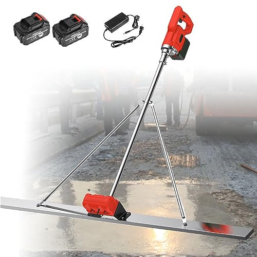 Grattoir À Béton Électrique, Outil De Finition du Béton, Règle De Nivellement du Béton, avec Réglage À 9 Vitesses, Lisseur sans Fil Et Affichage De Puissance(2M)
