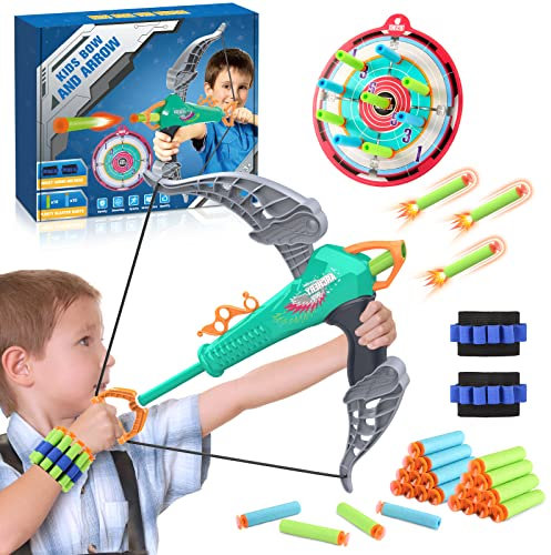 Wootoyz Pfeil Und Bogen ab 3 4 5 6 7 8 Jahre Junge,Outdoor Spielzeug ab 3-10 Jahre Kinder Geschenk Junge Kinder Kinderspielzeug Bogenschieße 3-6 Jahre Geschenke für Junge 3-12 Lernspielzeug für Kinder