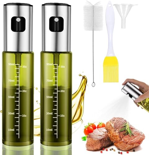 BETA NOBLE〖Verstärkte〗Ölsprüher zum Kochen, Öl Sprühflasche, Ölspray zum Kochen, Olivenölsprüher für Salat, Grillen, Backen in der Küche (2Stück-Grüner)