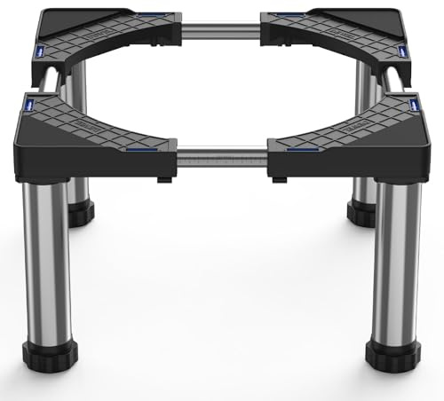 DEWEL Base for Fridge Base, Height 28-31CM, Adjustable Base for Dishwasher, Freezer, Kitchen Cabinet and Static Household Appliances 43-67CM with 4 Sturdy Feet, Black