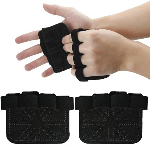 2 Pièces Coussinets Grip en Cuir pour Musculation, Pads Respirants Anti-dérapants, Protection Main, Gants Fitness pour Tractions, Haltérophilie et Bodybuilding