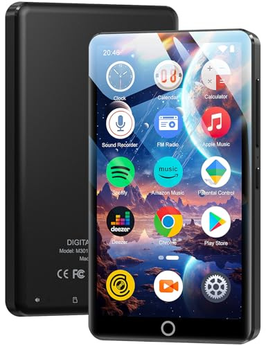 96GB MP3 Player with Bluetooth and WiFi, Portable 4.02 Inch Touchscreen MP4 Players, Android Kids MP3 Player HiFi Lossless Digital Audio Player with Speaker, FM Radio, E-Book, Earphones Included
