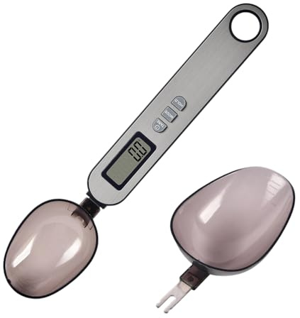 Báscula de cocina, báscula de cuchara digital, 500 g/0,1 g, 2 cabezales de cuchara y pantalla LCD, báscula de cuchara para cantidades muy pequeñas, báscula de precisión para especias
