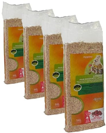 Aime Litière Compressée Fruits Rouges 16 L pour Petits Animaux (Lot de 4)