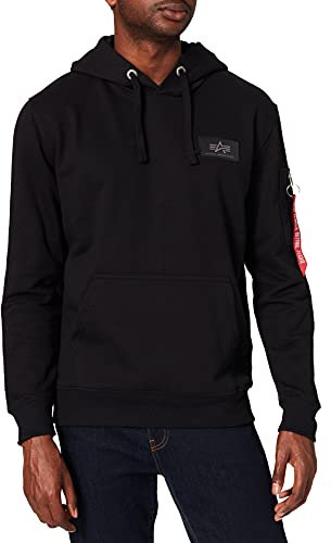 ALPHA INDUSTRIES Herren Back Print Hoody Kapuzensweat Kapuzenpullover, Black, L