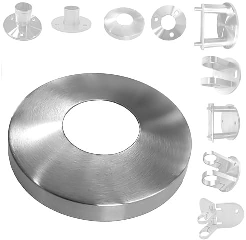 BASIT Edelstahl Geländer Pfosten Abdeckrosette für V2A Geländer Pfosten I Abdeckplatte für Edelstahlrohr Ø42,4mm Rundrohr I AP42