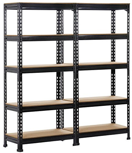 Yaheetech Estantería de Almacenaje Estantería Metálica Garaje Cocina Soporte 150 x 140 x 30 cm Negro