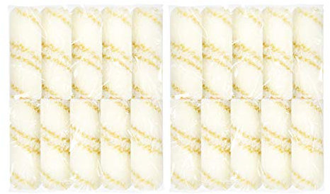 HARDY WORKING TOOLS 20x unidades Recambio Rodillo 10cm, Pelo 12mm, Diámetro 15mm,unidades Recambio Rodillo, Rodillo de color, rodillo lacar, amarillo-blanco