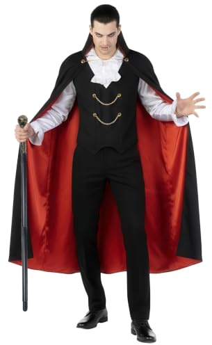 Morph, Mens Vampire Costume, Halloween Costumes for Men | Classic Black Waistcoat with Attached Ruffle-detail Shirt Front Included, Perfect for Halloween, Great for Fancy Dress