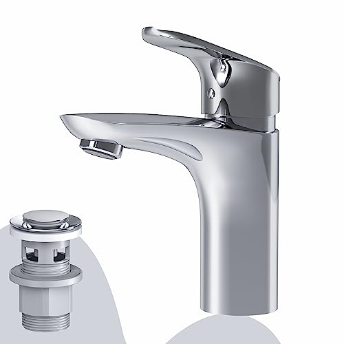 AM.PM Like Waschtischarmatur mit Einhebelmischer, SoftMotion Keramikkartusche, Rub&Clean, kratzfest, leicht zu reinigen, langlebig, Chrom, in 2 Auslaufhöhen: 75mm o. 216mm, 5 Jahre Garantie