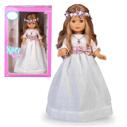 Nancy - Colección, Primera Comunión, muñeca Vestido y Corona Flores, Rubia, con Vestido Blanco, para Regalar, Reedición 2023, Multicolor