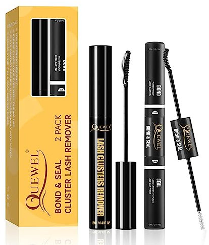 QUEWEL Wimpern Kleber und Schuzter für Einzelne und Große Cluster Extensions, Remover Kit, Lash Bond Seal DIY und Cluster Glue Clear (DE-QU-TH-BR01)