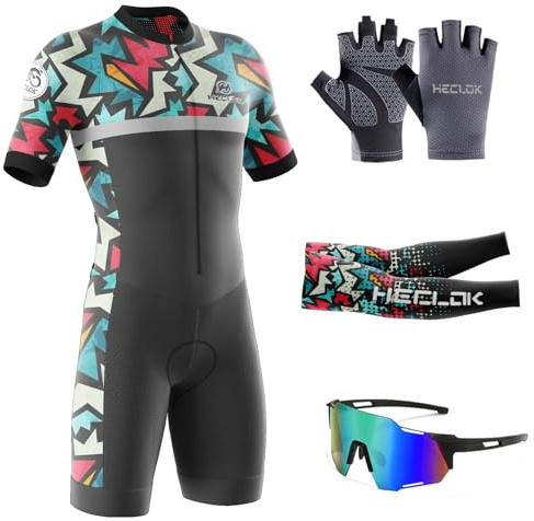 Tuta da Triathlon a Maniche Corte da Uomo, 2024 Nuovi Ciclismo Body Skinsuit All'aperto Sportswear MTB Body Trisuit Cycling Skinsuit with Gel Pad per Nuoto/Corsa/Ciclismo (TYP-9,XL)