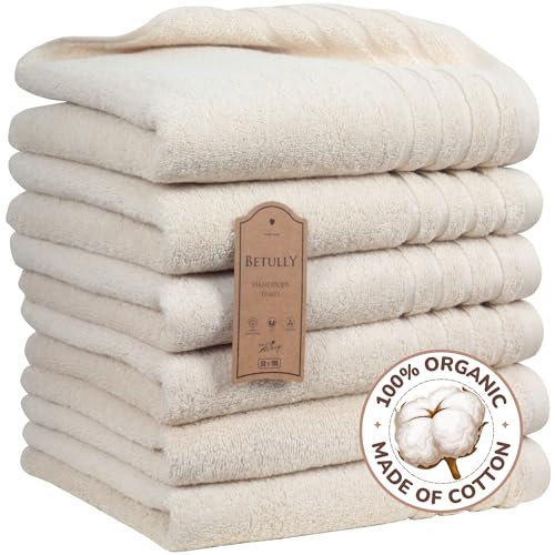 Betully 50x100 cm Handtücher Set 6 Stück aus 100% Baumwolle Schnelltrocknendes 500 gr/m² Türkisches Baumwolle Gästehandtücher Set (Creme)
