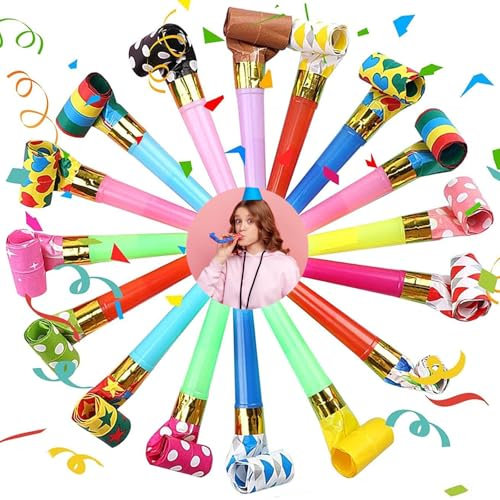 Tröte, Trompete Kinder, 60 Stück Farbig Gemischt Tröten, Trompete Tröte Laut Partytröten, Krachmacher zum Anfeuern Lustige Spielzeuge für Neujahr Geburtstag Party Kinder Party Weihnachten