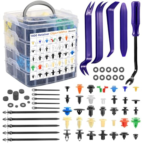 1565 Pièces Clips de Fixation Voiture, Rivet Plastique Fixation Protection, Pieces Auto Clips Carrosserie, Universel Agrafe Carrosserie pour Auto Voitures Panneaux, Pare-chocs,Clip garniture de Portes