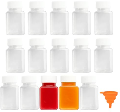 ErShiPing 15 Pcs 100ml Botes de Plástico con Tapa,para Jugo Especias | Hermética Pequeños,Shots Botellitas Pequeñas para Rellenar, Botellas Pequenas de Reutilizables