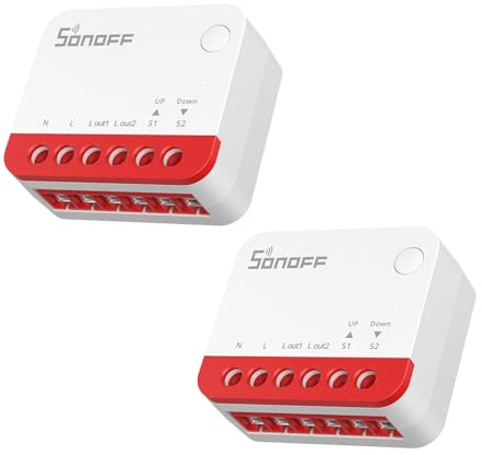 SONOFF Zigbee Smart Roller Shutter Switch, MINI-ZBRBS, Mini Size, Percentage Control, Zigbee Repeater, Alexa/Google Assistant/Home Assistant Support, Neutral Wire Required, 2-Pack