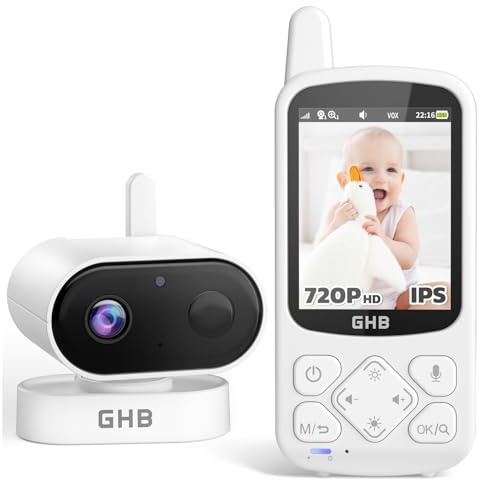 GHB Babyphone mit Kamera 720P HD 2000mAh Akku Baby Monitor 2,8 Zoll mit 8 Schlaflieder VOX Zoom Nachtsicht