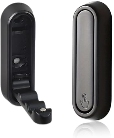 ZORVYN 2 Piezas Ganchos de Pared Plegables de Aleación de Zinc, Percheros Abatibles con Cierre Magnético, Ahorro de Espacio para Ropa, Cocina y Baño (72,5 x 22,5 x 12 mm) (Negro)