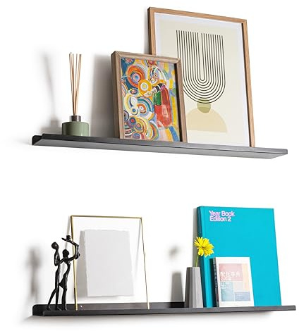 etterr | Balda Metálica para Cuadros 73 cm Flotante • Repisa Invisible para Marcos de Fotos, Láminas y Libros • Estantería Estrecha • Estante de Pared Galería en Salón Cocina Baño y Recibidor Pasillo
