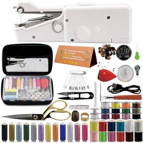 BRICH Handheld-Nähmaschine mit nähzubehör für nähmaschine – Tragbar, Mini, Kabellos – Ideal für Anfänger und Erwachsene – Komplettes Set für schnelle Heimkleidungsreparaturen nähmaschinen zubehör set