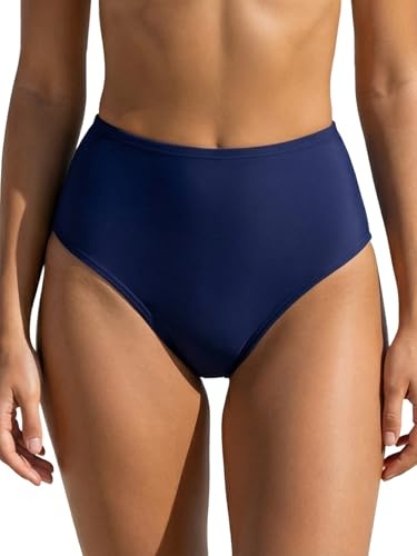 Charmo Womens Bikini Bottoms High Waist Ruched Swimsuit Briefs Navy-b M