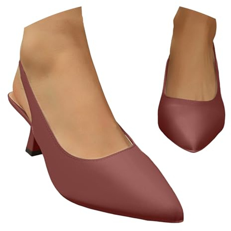 Pumps Women's Sandals Summer Satin High Heel Sandals Low Cut Back Open High Heels Sling Pumps with Stiletto Heel, Wine Red, 4 UK