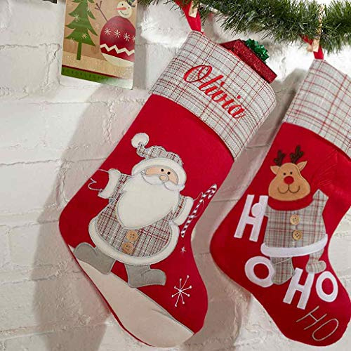 DIBSIES Personalized Classic Gray Plaid Christmas Stocking (Santa)