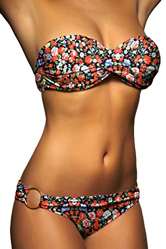 ALZORA 10446 Maillot de bain push-up bandeau torsadé pour femme Plusieurs couleurs et tailles