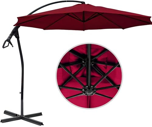 habeig WASSERDICHT Ampelschirm 3m Bordeaux rot durch PVC Schirm 300cm Sonnenschirm