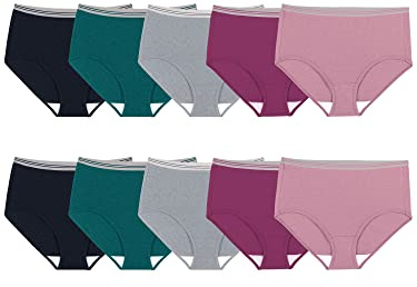 Fruit of the Loom womens Tag Free Cotton Panties (Regular & Plus Size) Briefs, Plus Size Brief - 10 Pack Assorted Heathers, US