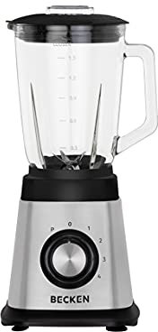 BECKEN Batidora de Vaso, Jarra de Cristal, 1.5L, 1000W, Acero Inoxidable