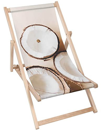 DreamRoots Liegestuhl Klappbar Holz aus Buchenholz, bis 130 kg belastbar, 3-Fach verstellbare Rückenlehne, waschbarer Polyesterbezug