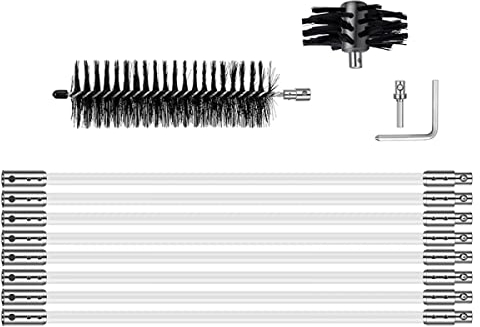 ZYWUOY Chimney Cleaning Brush Dryer Duct Cleaner 2-in-1 Kit Fireplace Drier Vent Lint Sweeping Tools 60cm Flexible Rods Rotary System Working
