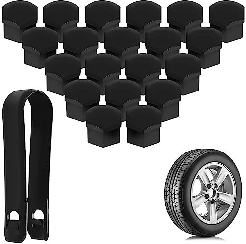 20Pcs 17mm wheel nut covers,Bolt Covers Black Tire Screw Cover Cap,Anti theft Cover Car Tire Screw Cap Protection with Removal Tool Locking Caps Set for Cars Vehicl
