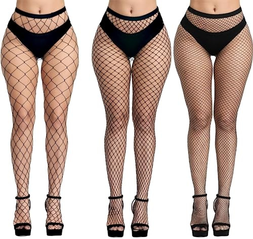 E-Laurels Womens Fishnet Tights Stockings Black Pantyhose Fish Net Plus Size
